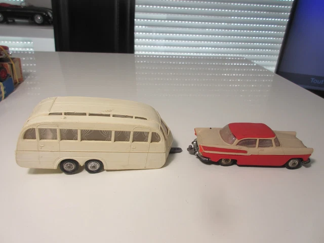 NOREV 91 Simca Chambord Avec Caravane Henon – Vintage Rose Fushia Et Jaune Citron (boîte D'origine)
