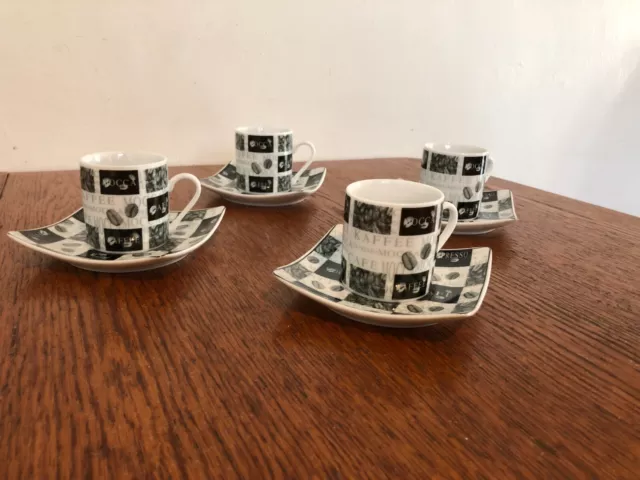 Colección César - Juego de 4 tazas y platillos de espresso efecto diseño impreso - USADOS 3