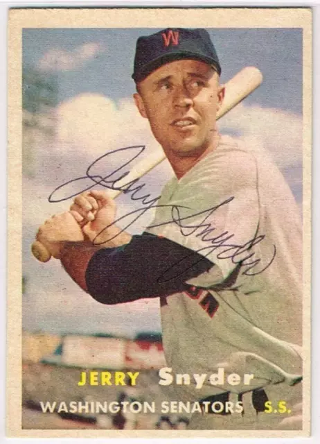 1957 Topps Baseball card, #22, Signed/Auto Jerry Snyder, Washington Senators