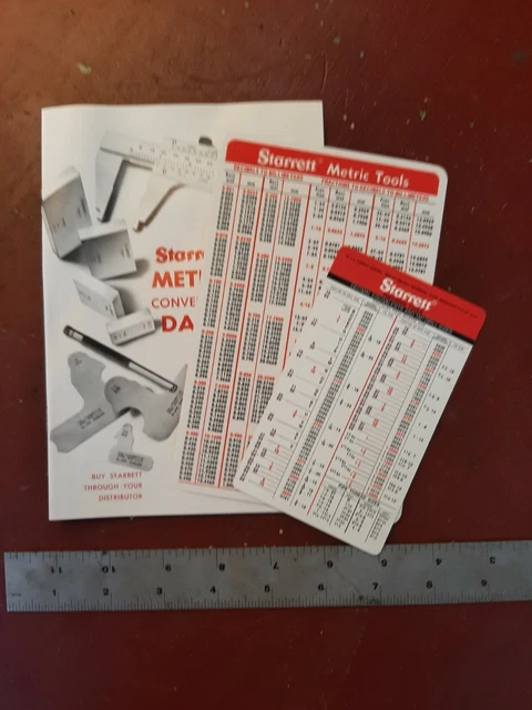 NEW STARRETT MACHINIST Pocket Conversion Card Data decimal metric ...