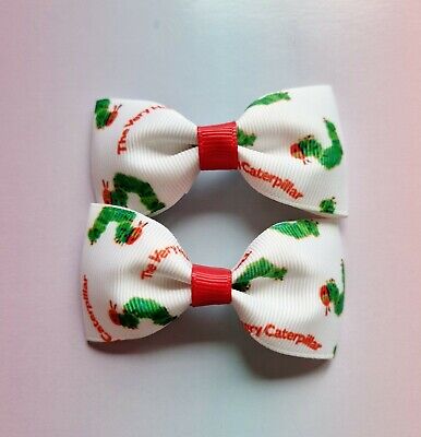 The very hungry caterpillar Hair Clip pinch bow kids baby toddler  set of 2