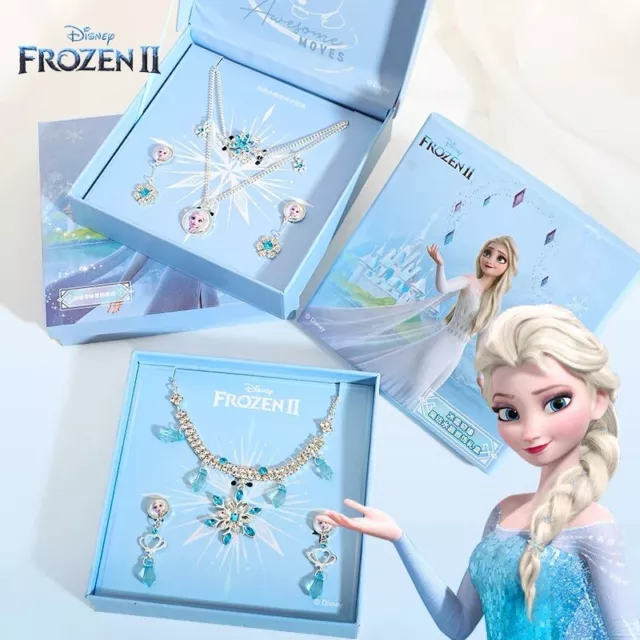 Disney Frozen 2 Elsa Princess Girls Kid Necklace Earring Gift Set Makeup Jewelry