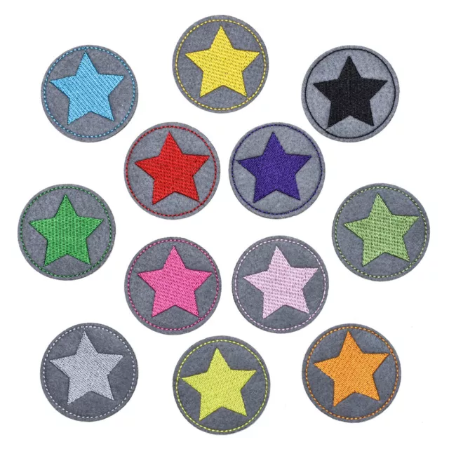 Star Stickerei Kreis Patch Bügelflicken Aufnäher Bild Abzeichen Kleider Deckel