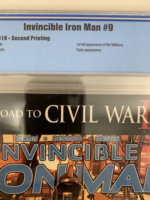 INVINCIBLE IRON MAN #9 2nd print (Marvel 2016) CBCS 9.4, 1st full Riri Williams 3
