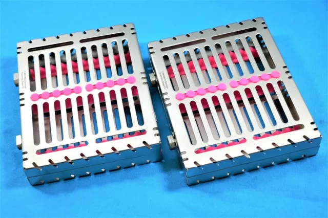 2 German Dental Autoclave Sterilization Cassette Box Tray For 10 Instrument-Pink