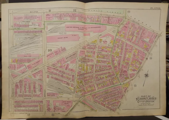 Massachusetts City of Boston Map Ward 7 10&11 G.W. Bromley 1895 Dbl Pg U2#47