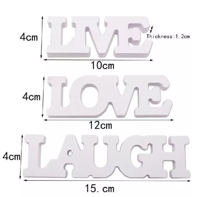 3Pcs/Set White Words Sign Decor Wall Art Decoration Home Ornaments