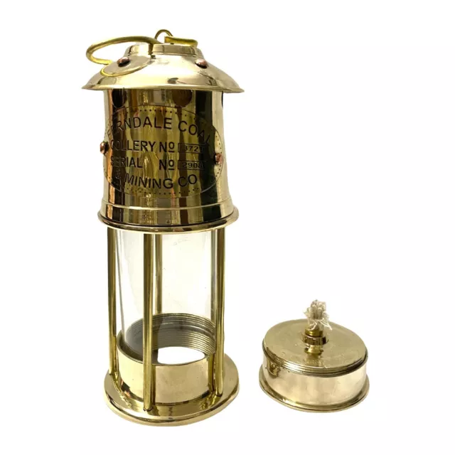 Nautische 7" poliertes Messing kleine Schiffslaterne Vintage Miners Oil Lamp