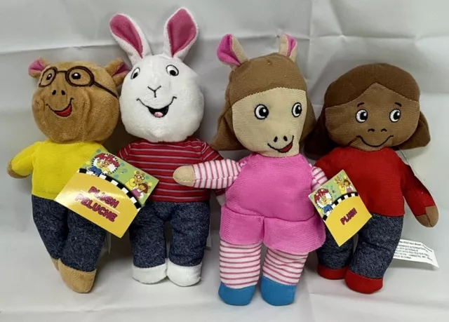 W/ TAGS! SET of 4 Arthur PBS Kids Show Plush Stuffed Animal Buster DW Francine