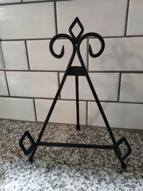 Wrought Iron Black Easel Plate Or Picture Frame Art Display Stand 11.5” Tall