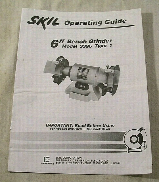 SKIL OPERATING GUIDE 6” Bench Grinder Model 3396 Type 1 £5.58 PicClick UK