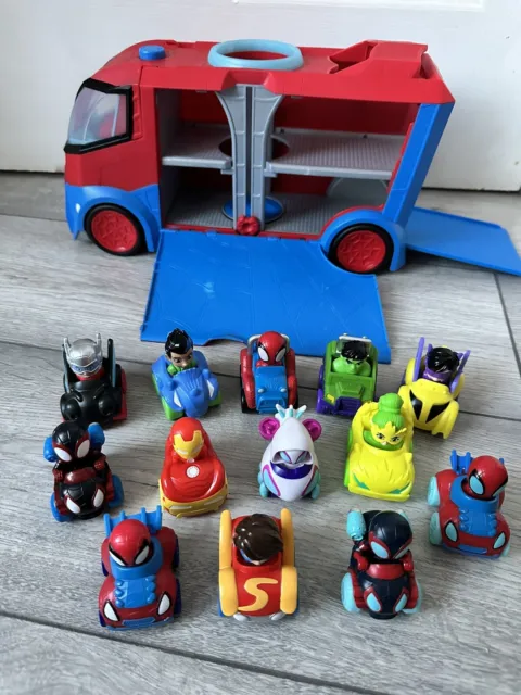 Marvel Spidey Web Transporter & 14 Mini Vehicles Playset Lights & Sounds