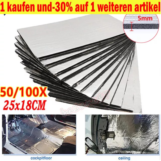 100STK Blatt Sound Deadening Dämpfungsmatte Auto Silent.Compact Van Proofing 5mm