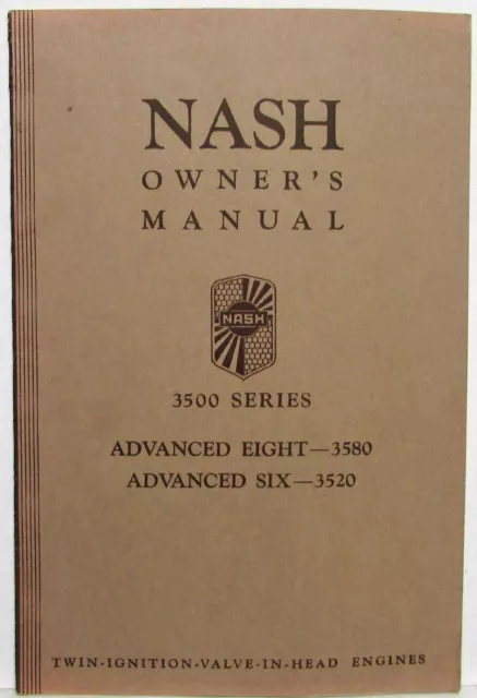 1935 Nash Series 3500 Owners Manual Care & Operation Advanced Eight & Six