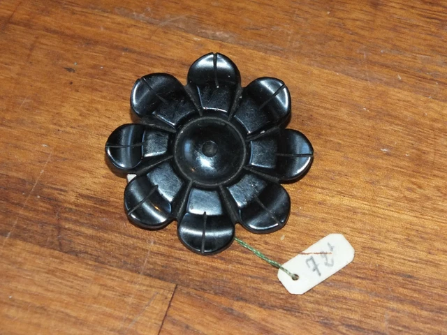 Broche Ancienne Noire Style Deuil - Bijou Vintage Des Années 50/60, Début 1900