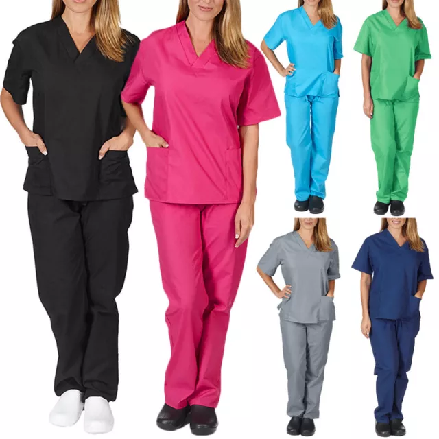 Medical Scrub Uniform TUNIC & TROUSER Set, Doctors Nurses Dentist Hospital Suit♬