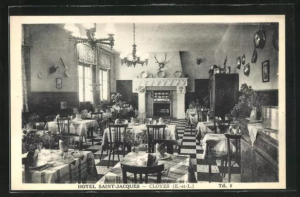 CPA Cloyes, Hotel Saint-Jacques, Speisesaal