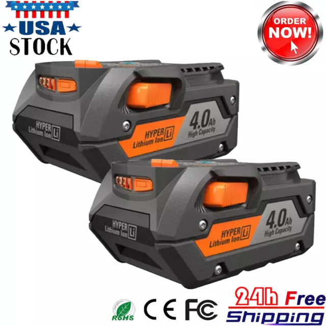 2x 18V 4Ah For RIDGID AC840087P R840087 4000mAH Hyper Li-Ion Battery X4 R840085