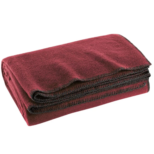 Wool Military Camping Survival And First Aid Blanket 64" X 90" Maroon