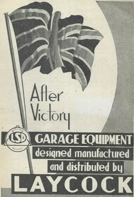 Original WW2 Print Advert Laycock Garage Equipment Union Jack Victory Patriotic