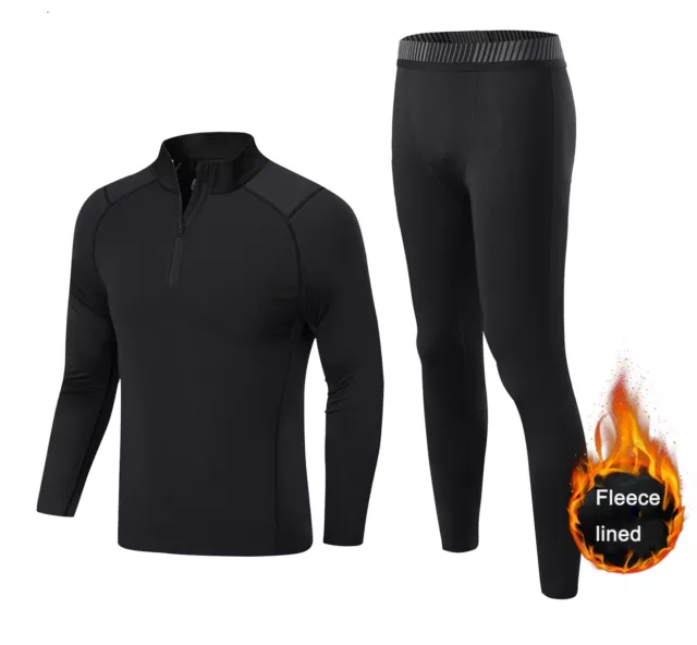 Herren Jungen Body Armour Kompressionsbasis Schicht Thermo Shirt Oberteil Leggings Haut Set 3