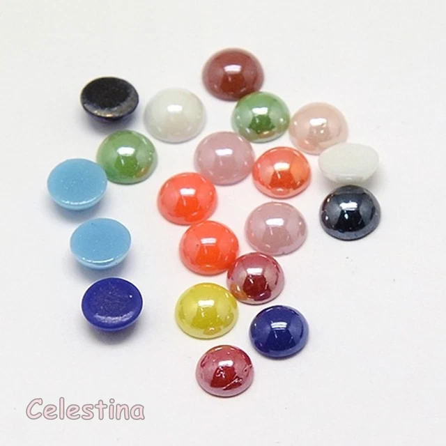 Pearlised Glass Cabochons Flat Back Dome Mixed Colours 4mm 8mm 6mm 10mm Gems