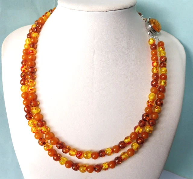 Collier Ambre Baltique Naturel 55 Cm - Multicolore, Pierres En Pépites - Fabriqué En Lituanie