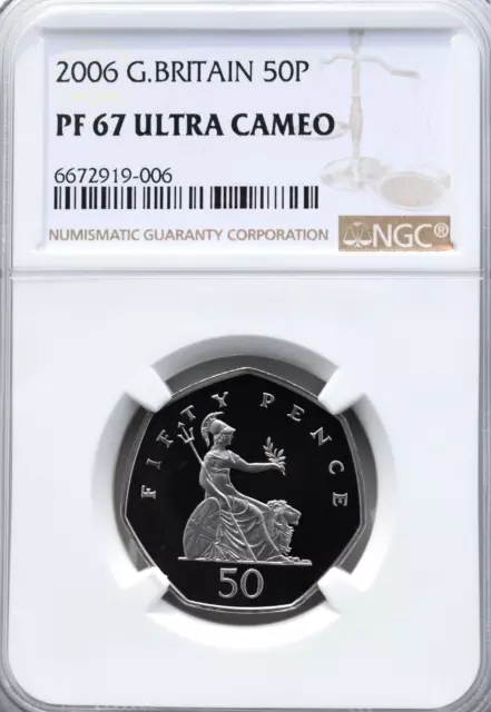 2006 50p Britannia Proof NGC PF67 Great Britain UK Royal Mint