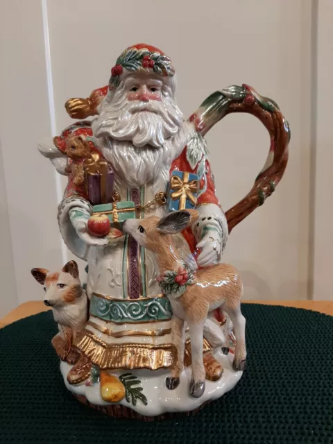 Fitz and Floyd ENCHANTED HOLIDAY Teapot Tea Pot Christmas Santa Claus #19-1456