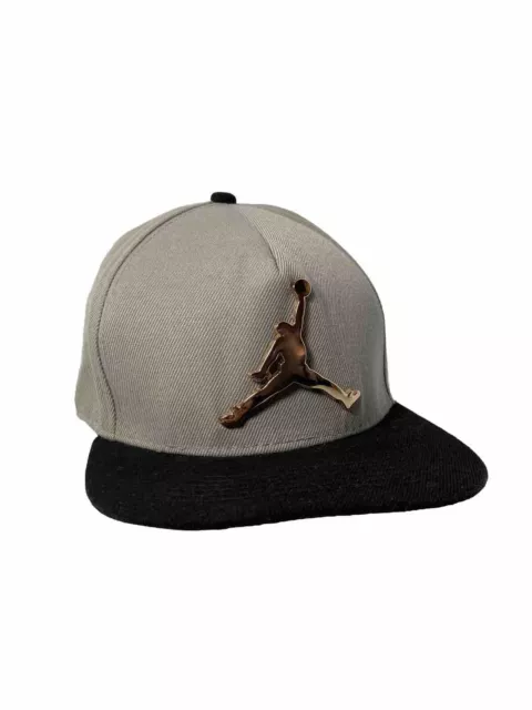 Nike Air Jordan JUMPMAN Black & Gray Gold Metallic Snapback Hat Cap