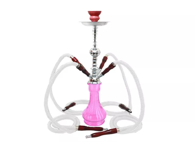 Narguile verre eau narguilé vente 4 tuyaux grandeur luxe shisha vase rose