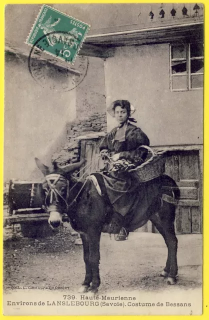 cpa 73 - COSTUME du Village de BESSANS (Savoie) Retour de Marché à Dos d' ÂNE