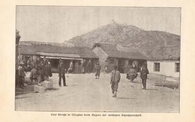 China Tsingtau Qingdao anno 1906 Strasse in Tsingtau - Hist. Abb. von 1906