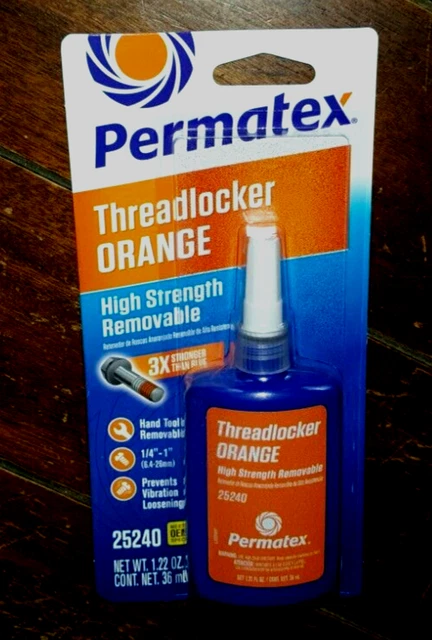 Permatex High Strength Removable: Threadlocker ORANGE (1.22 fl oz Bottle) #25240