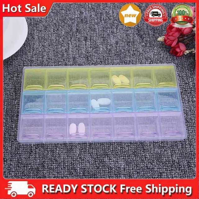 Powlance 21 pastillas semanales cuadrícula caja de almacenamiento dulces piezas pequeñas contenedor Hom