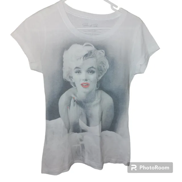 Marilyn Monroe Womens L Fitted White Red Lips Starlet Short Sleeve 2012 T Shirt
