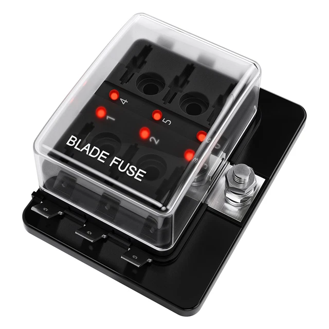 6-Way  Fuse Box Block Holder  Warning Indicator for Car Boat Marine W2E1