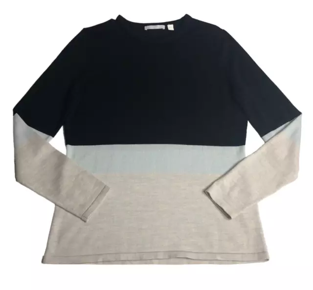 Hugo Boss Sweater Womens XL Colorblock Virgin Wool Faye Long Sleeve Lightweight