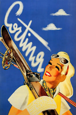 361000 Moda Bionda Girl Cortina Sci Sci Sport Italia Stampa Poster UK 