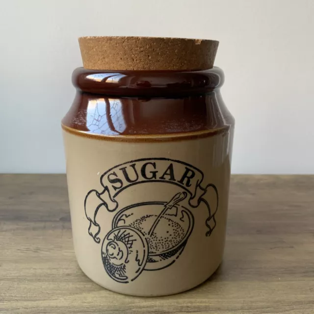 Pearsons of Chesterfield Brown Sugar Storage Jar Cork Lid Vintage