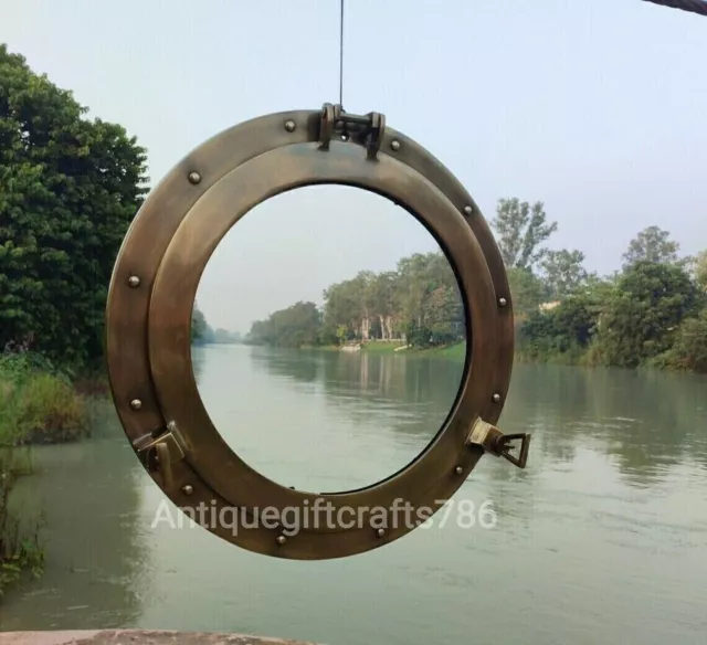 Ojo de buey de latón antiguo, barco marítimo náutico, ventana de pared,...