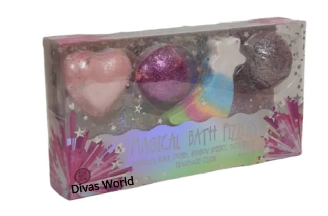 Magical Unicorn Bath Bomb Fizzers Fizzer Scented Love Heart  Christmas Gift Set