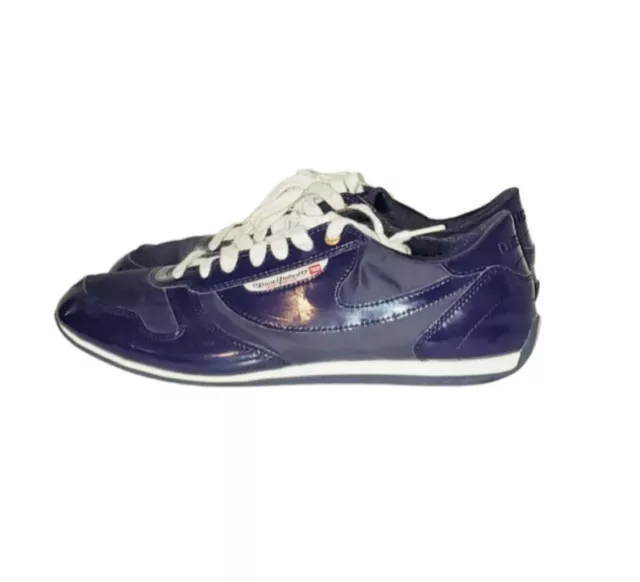 Diesel  Industry Sheclaw Patent Sneaker Blue Size 10