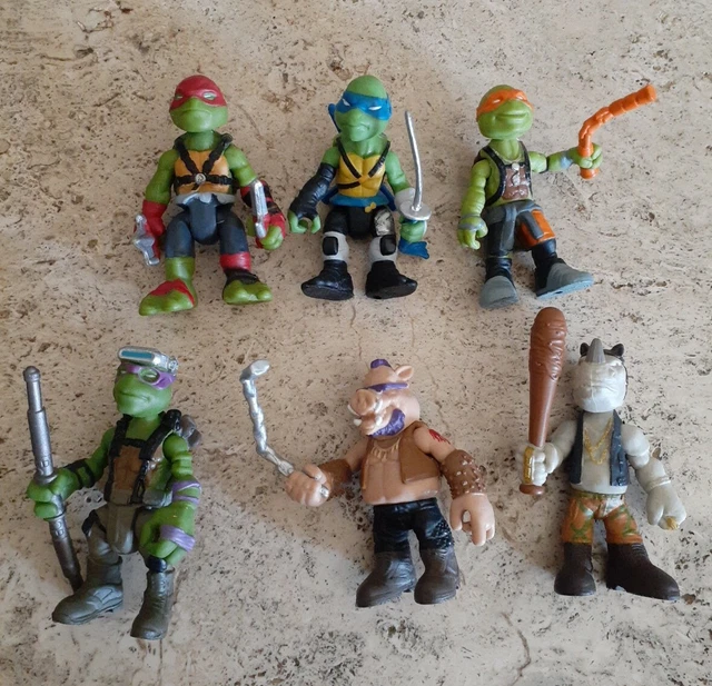 Lot of 6 Teenage Mutant Ninja Turtles Viacom TMNT Action Figures