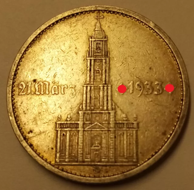 DEUTSCHES REICH - 5 Reichsmark Garnisonskirche mit Datum 1934 D, München