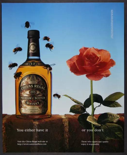 Chivas Regal Scotch Whisky Honey Bees Rose Vintage Print Ad April 1997