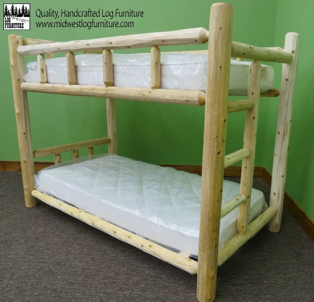 Premium Log Bunk Bed- Queen Over Queen  - Free Shipping