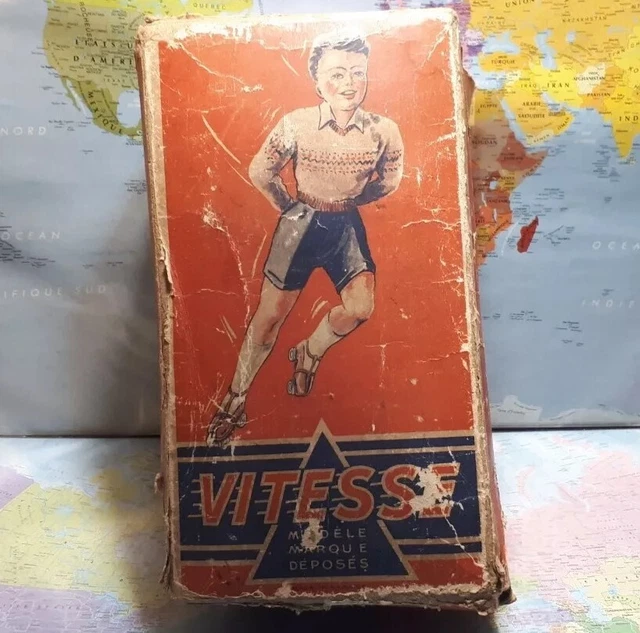 Patin à Roulettes Vintage VITESSE - Made In France, Taille Réglable, Emballage D'origine