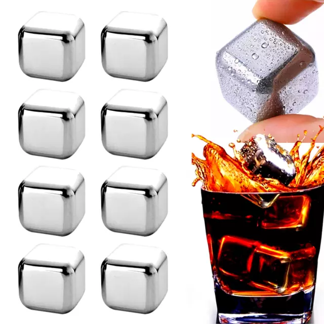 Lote Cubo de Hielo de Acero Inoxidable para Whisky Vino Bebidas Barra Suministros 2