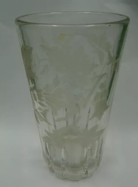 Edwardian Tumbler Beaker Glass - Etched Design 3